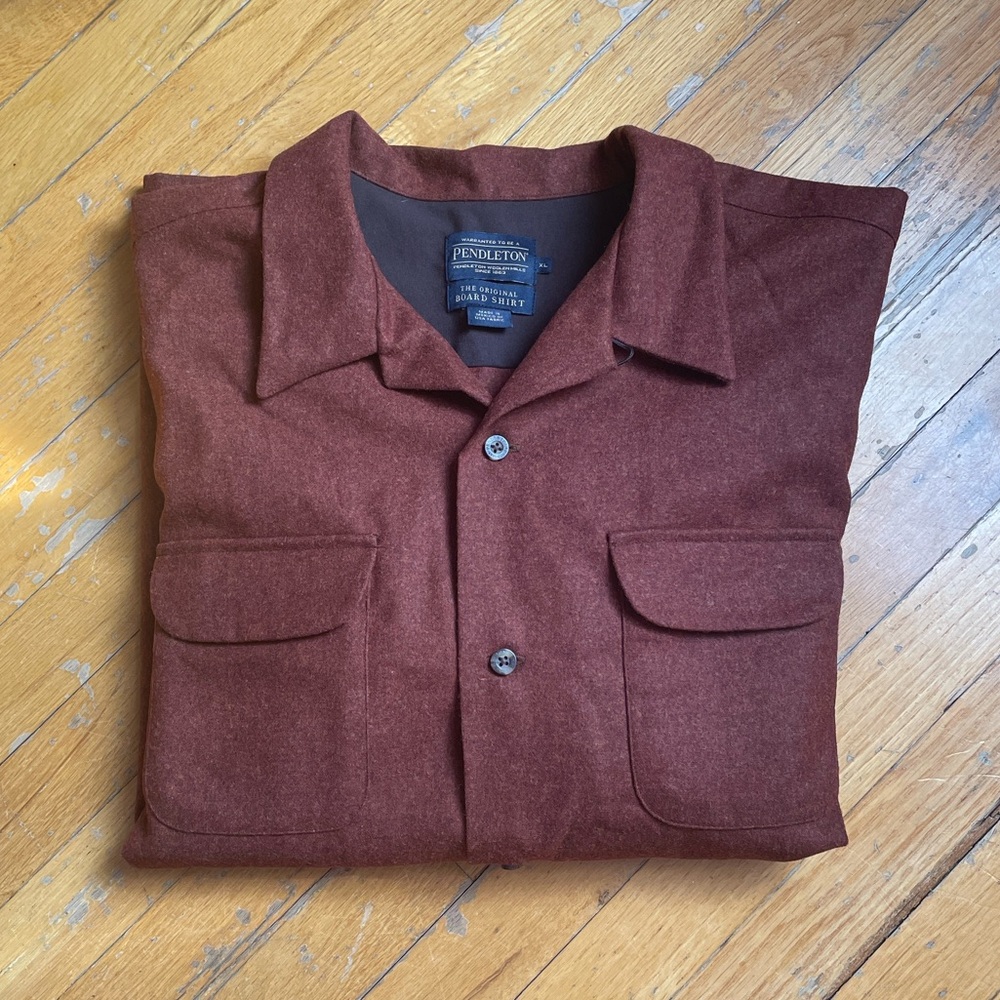 Mens Pendleton Rust Solid Wool Board Shirt - image 6